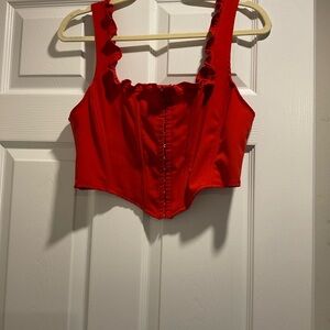 Forever 21 Red Ruffle Crop Top